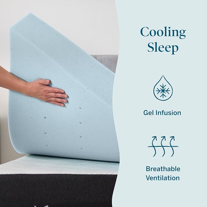 Lucid 4 Inch Memory Foam Mattress Topper, Queen Size – Cooling Gel Bed Topper – - Image 2