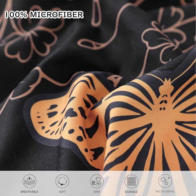 Yogeneg 5 Piece Bed in a Bag Twin Size Comforter Set Black Bedding Set - Image 5