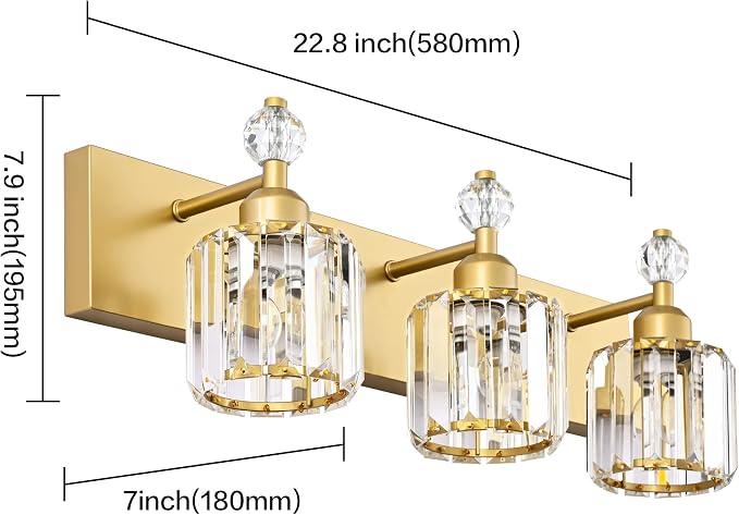 PRESDE Crystal 3 Light Vanity Light - Image 5