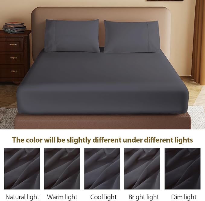 Zaizaihome 100% Egyptian Cotton Fitted Sheet Full Size, 600 Thread Count - Image 8