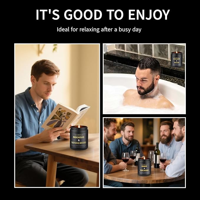 Scented Candles for Men, 4 Pack Mens Candle Gift Set, Relaxation Candles for - Image 7