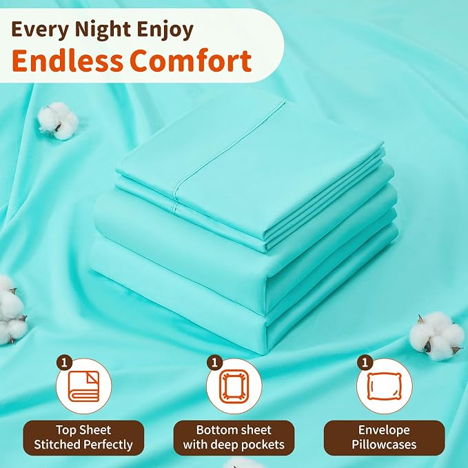 LBRO2M 1000 Thread Count 100% Egyptian Cotton Sheets Set Twin XL, 3 Piece Sets - Image 5