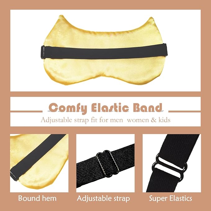 Cute Cat Sleep Mask for Kids, 2 Pack Silk Sleeping Eye Cover Adjustable Mask - Image 4