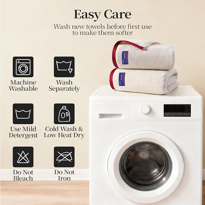 REDKISS 100% Cotton 2 Pack Luxury Bath Towels 27 x 54 Inches, Oversized Bath - Image 9
