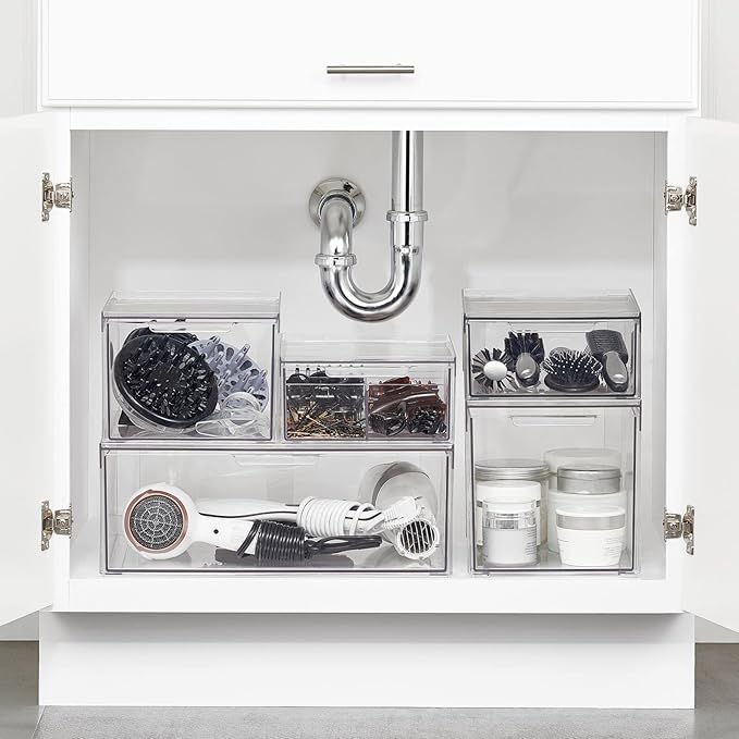 mDesign Plastic Stackable Bathroom Storage - Image 2