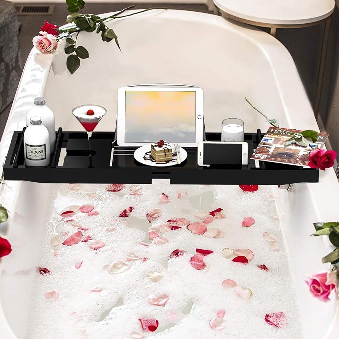 Domax Bathtub Caddy Tray Expandable Bamboo Tub Tray - Image 5