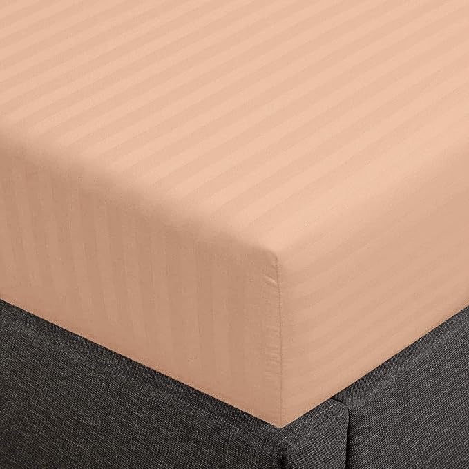 Feather & Stitch 1 PC Fitted Sheet California King Size, 100% Cotton Damask by FEATHERSTITCHNEWYORK