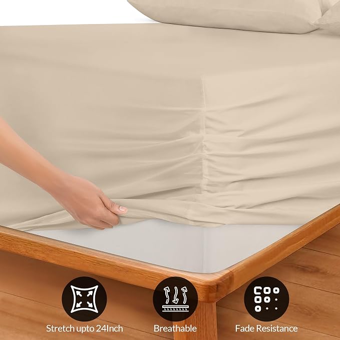 Royale Linens Extra Deep Pocket Twin Fitted Sheet Only - Image 3