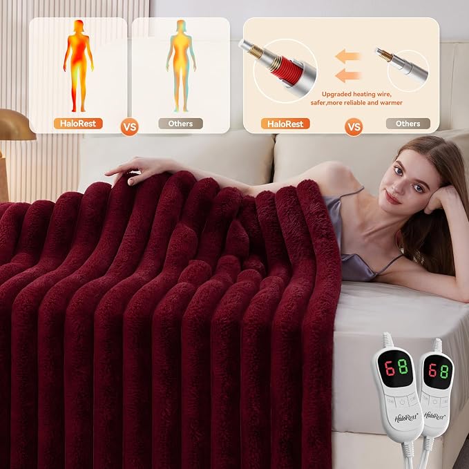 Heated Throw Blanket, Faux Fur Cozy Heating Blanket - Image 2