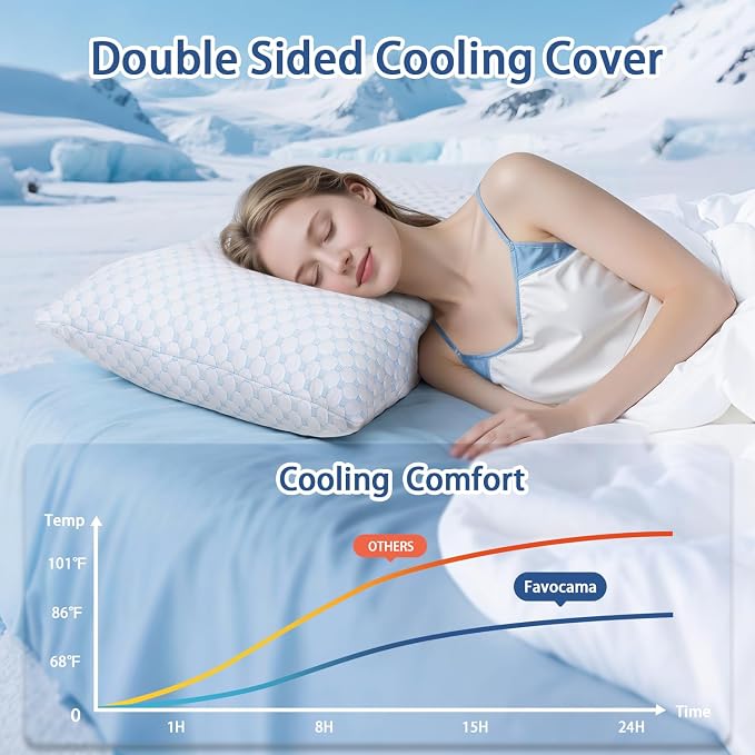 Favocama Cooling Pillow for Sleeping, Shredded Memory Foam Pillows King Size - Image 2