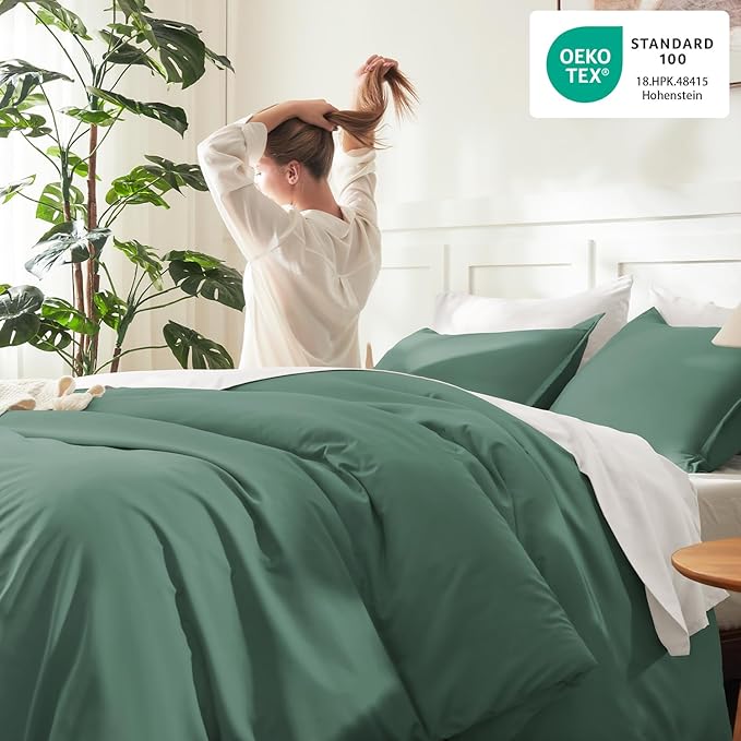 Litanika Comforters Full Size Haze Green, 3 Pieces Lightweight Solid Bedding - Image 4