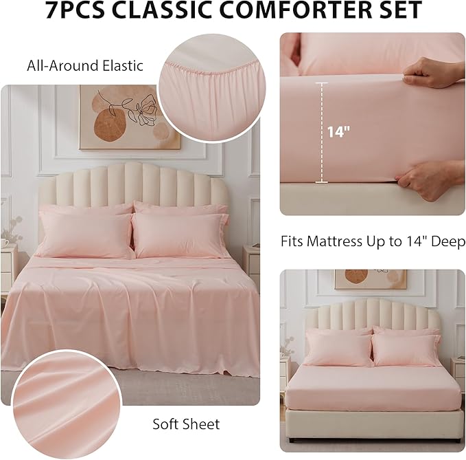 Queen Comforter Set Pink - Image 2