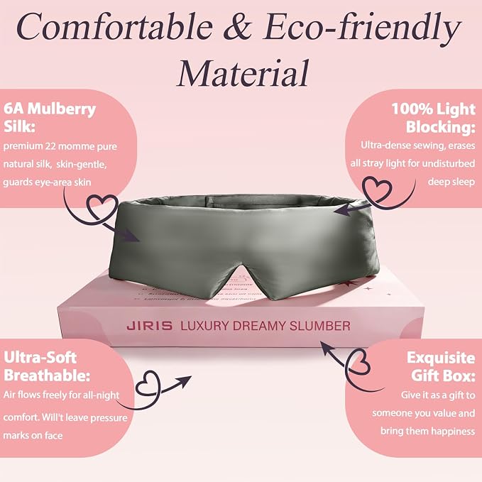 Silk Sleep Eye Mask for Side Sleeper Men Women, Eye Mask Sleeping 100% 22 Momme - Image 4