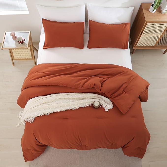 ROSGONIA Oversized King Comforter Burnt Orange - Image 5