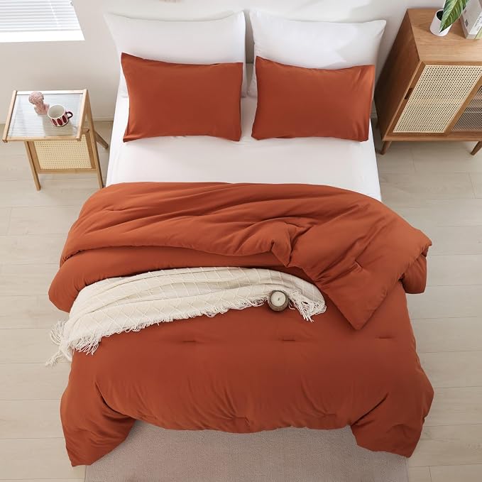 ROSGONIA Oversized Queen Comforter Burnt Orange - Image 5
