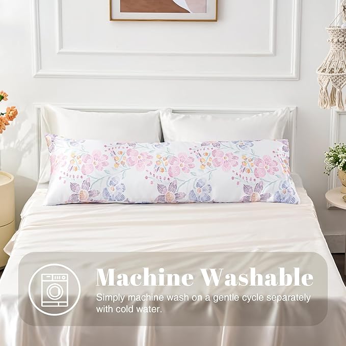 EXQ Home Satin Pillowcase for Hair and Skin Body- Multicolor Printed Flower - Image 3