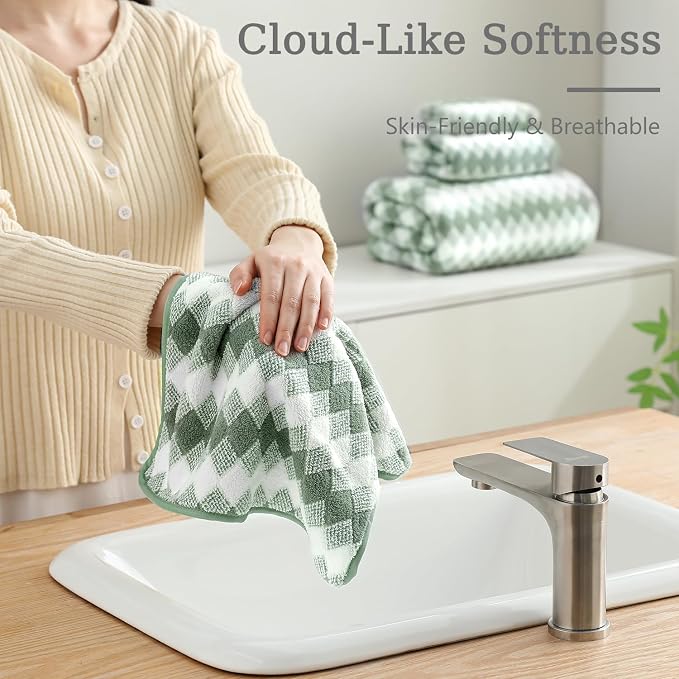 8 Piece Bathroom Towel Set Green |2 Oversized Large Bath Towels Sheet, 2 Hand - Image 8