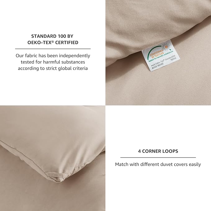 CozyLux King Size Comforter Set Wheat, 3 Pieces Solid Comforters King Size - Image 4