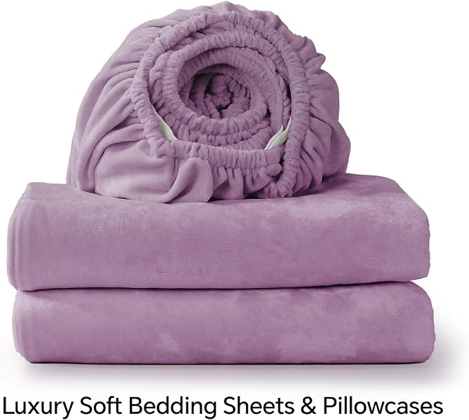BEDELITE Velvet Fitted Sheet and Pillowcase Set, Luxury Soft Fuzzy Bottom Sheet - Image 8