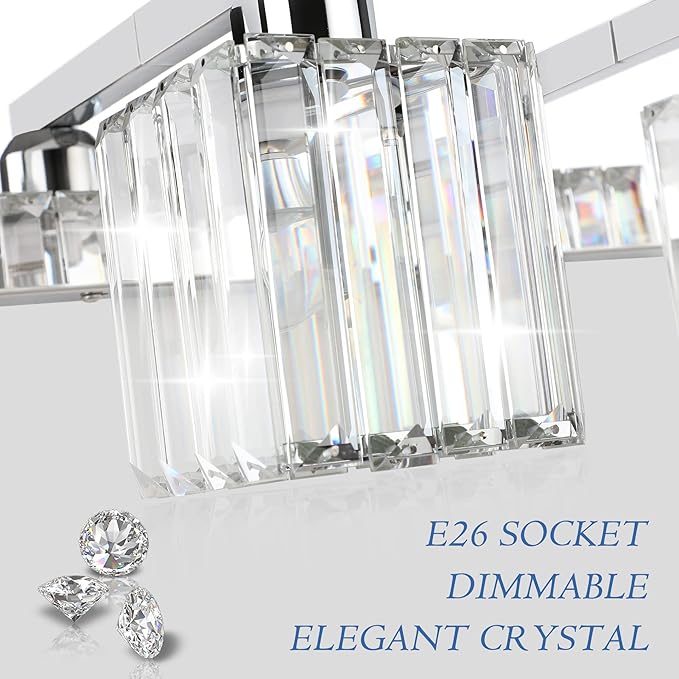 Aipsun Vanity Light Fixtures Crystal Bathroom Lighting Fixtures Chrome Vanity - Image 7