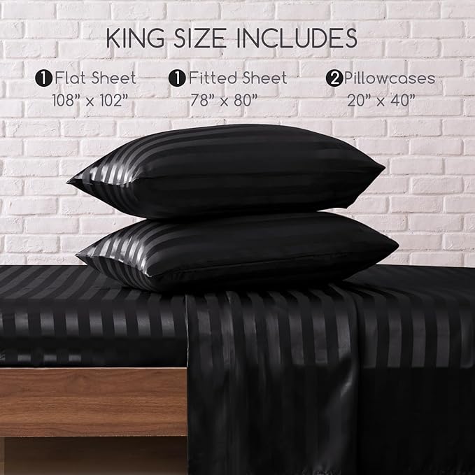 MR&HM Satin Bed Sheets, King Size Sheets Set - Image 2