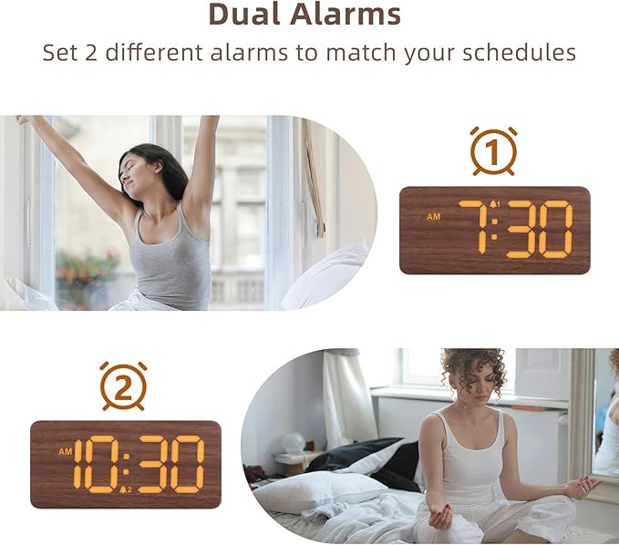 uscce Wooden Digital Alarm Clocks - Image 5