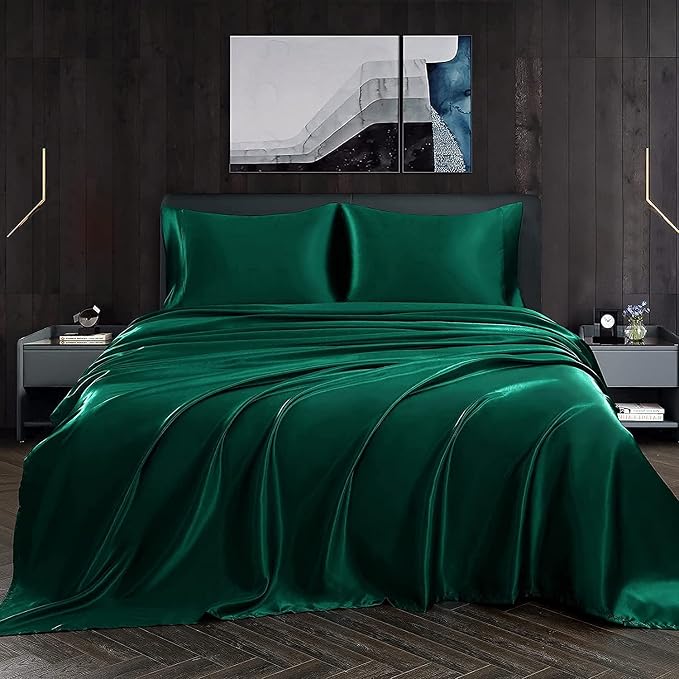 Homiest Blackish Green Satin Flat Sheet - Image 4