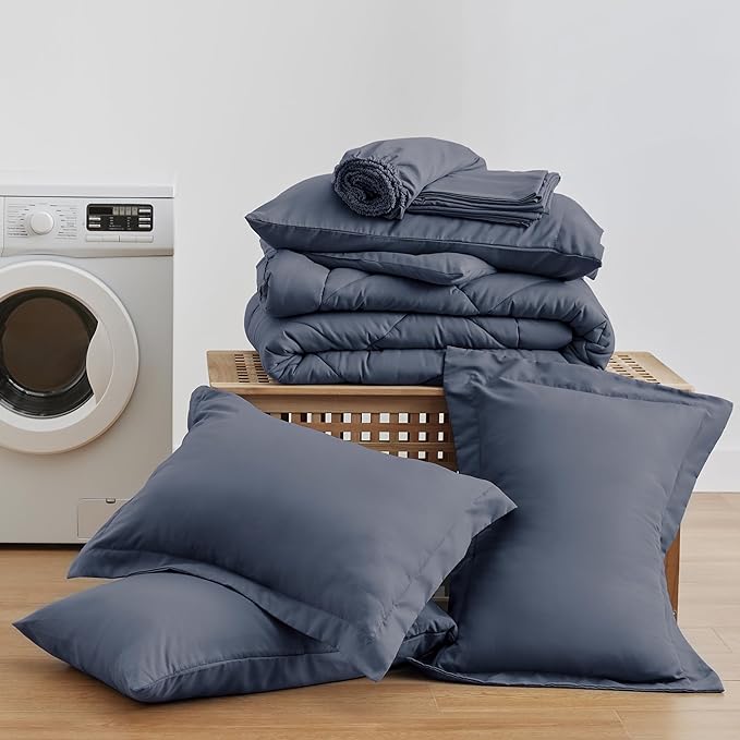 Love's cabin Full Comforter Set Navy Blue, 7 Pieces Full Bed in a Bag, All - Image 6