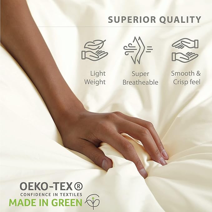 Linen Home 100% Cotton Percale Sheets Twin XL Size, Deep Pocket, 3 Pieces Set - Image 7