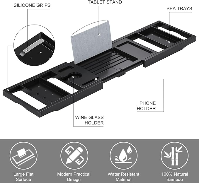 Bathtub Tray Caddy, Expandable Bath Trays - Image 6