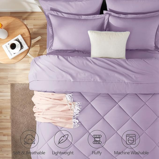 CozyLux King Size Comforter Set Light Purple - Image 2