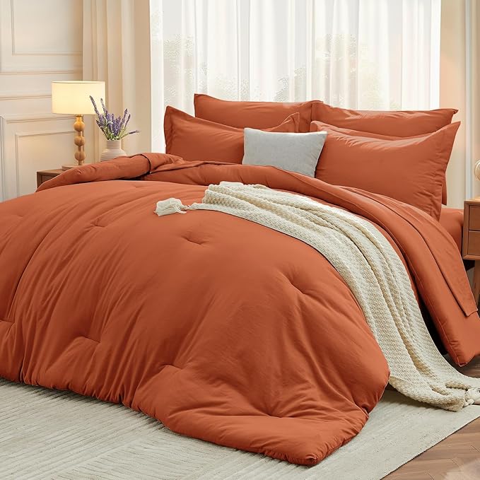 MUXHOMO 7 Pieces King Comforter Set, Soft Bed in a Bag King Size, All Season by MUXHOMO
