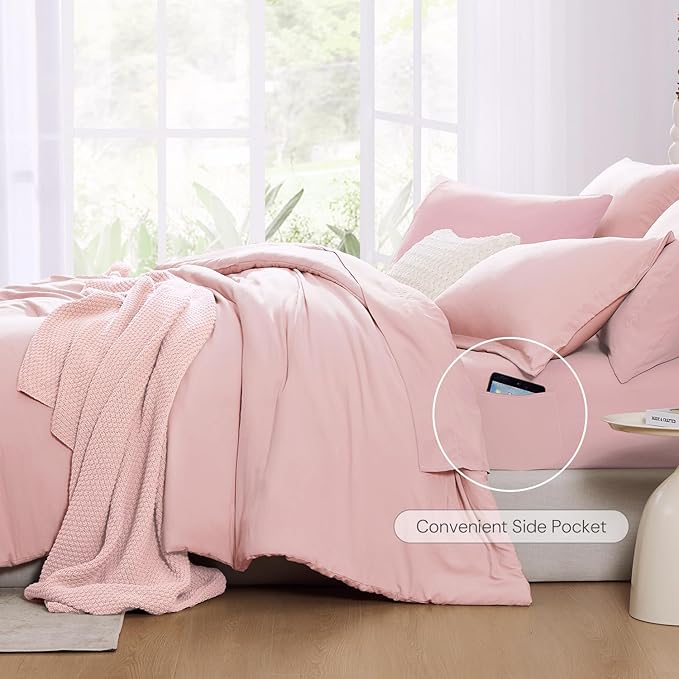 WRENSONGE Full Size Comforter Set- 7 Pieces Soft Pink Bed in a Bag Full Size - Image 6