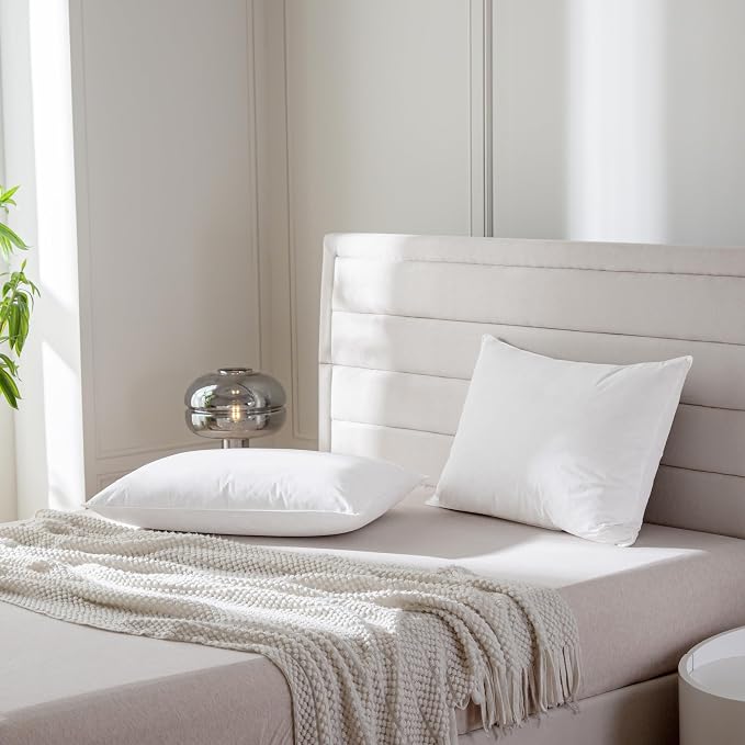 Luxury Feathers Down Pillows King Size Set of 2, Hotel Quality Fluffy Bed - Image 8