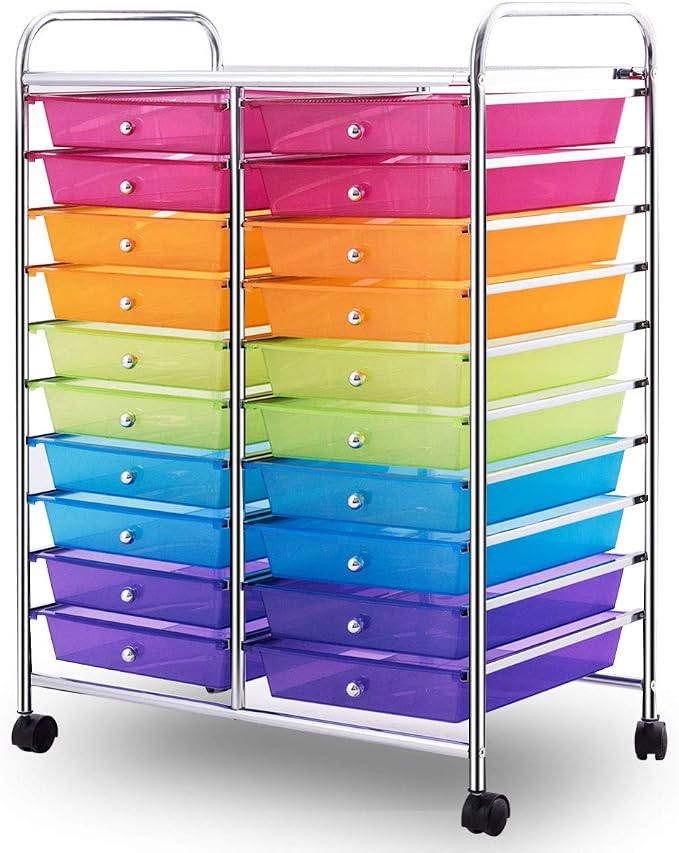 Giantex 20 Drawer Rolling Storage Cart Tools Scrapbook Paper Office School - Image 6