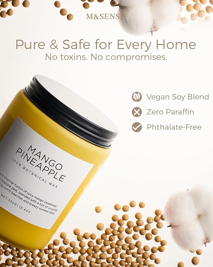 M&SENSE Mango Pineapple Scented Candle, 19.4oz Non Toxic Natural Soy Wax 110 - Image 5