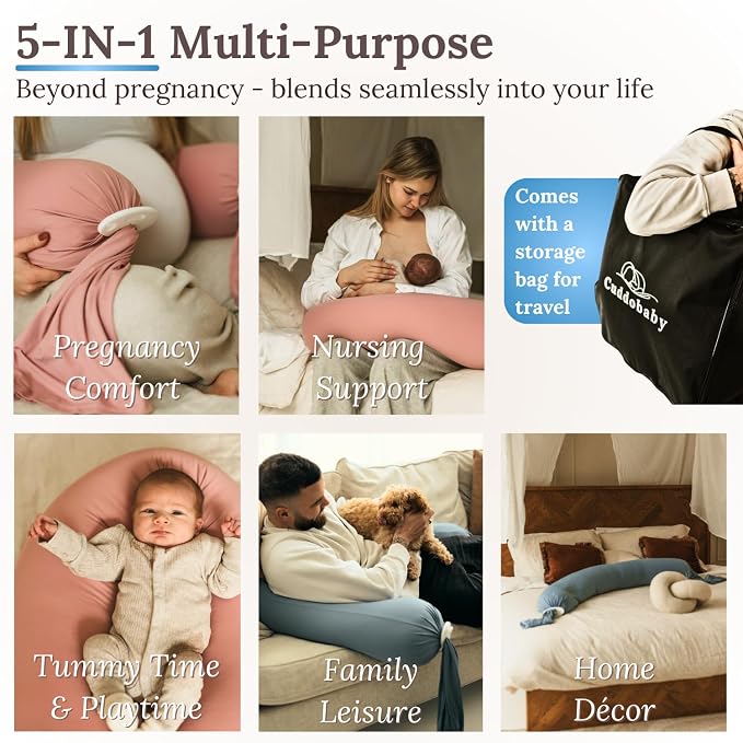 Cuddo Baby Pregnancy Pillow 5-in-1 |Adjustable Shape, Cooling Fabric| Beanbag - Image 4