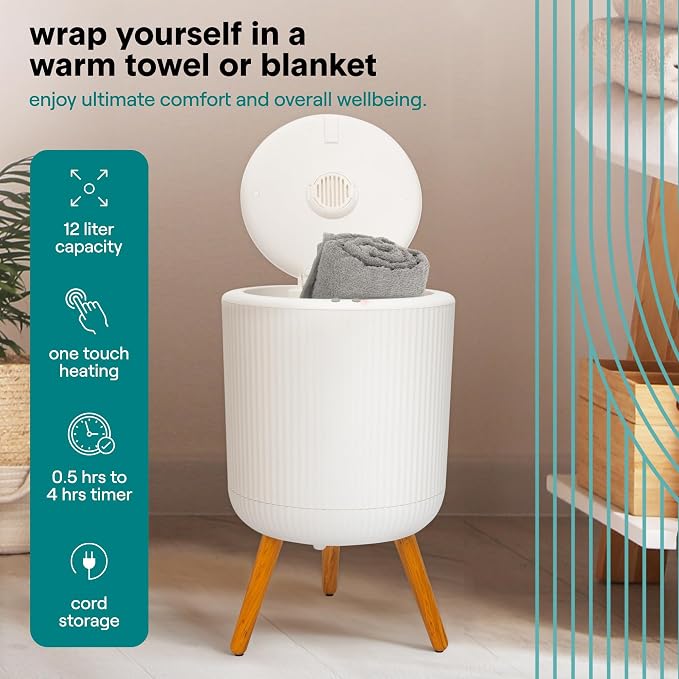 SereneLife Freestanding Towel Warmer Bucket – 18" Hot Towel Warmer - Image 6