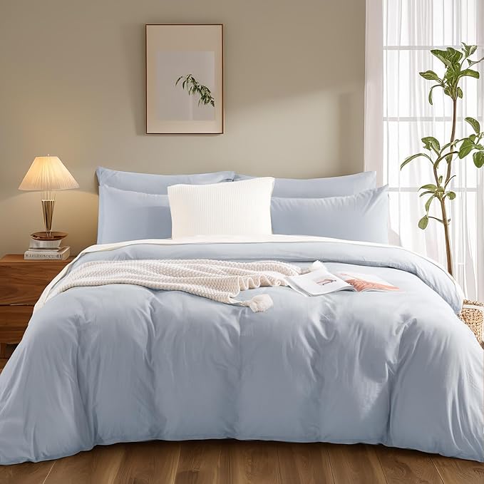 NEXHOME PRO Full Duvet Cover Set, 100% Washed Cotton - Image 3