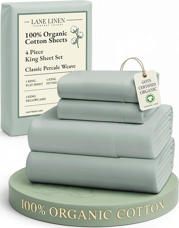 LANE LINEN 100% Organic Cotton Sheets King Size, Eco Friendly Naturally by LaneLinen