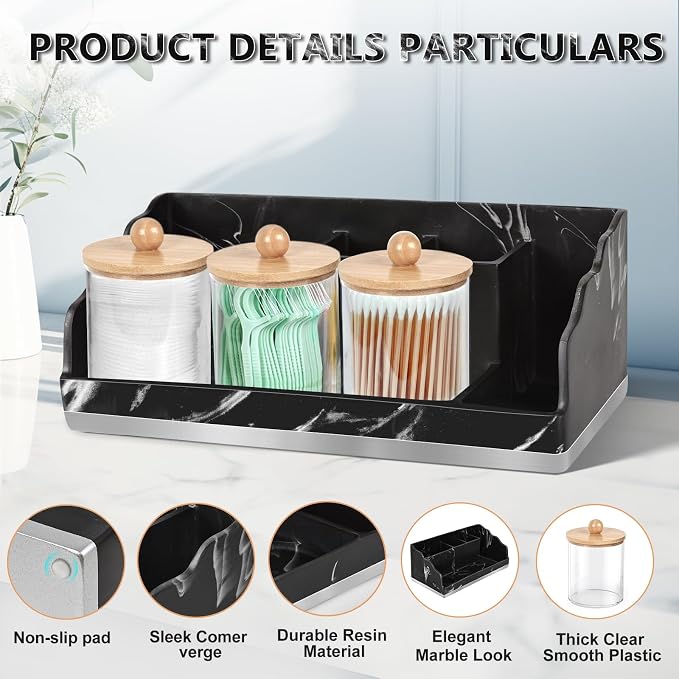 TuCao Marble Bathroom Countertop Organizer, Toothbrush Holders - Image 5