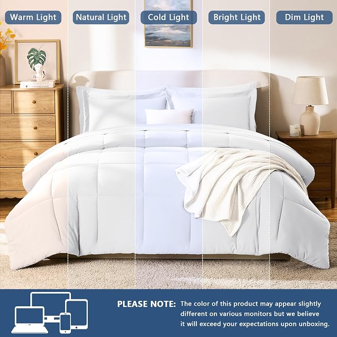 CozyLux Queen Comforter Set White - Image 5