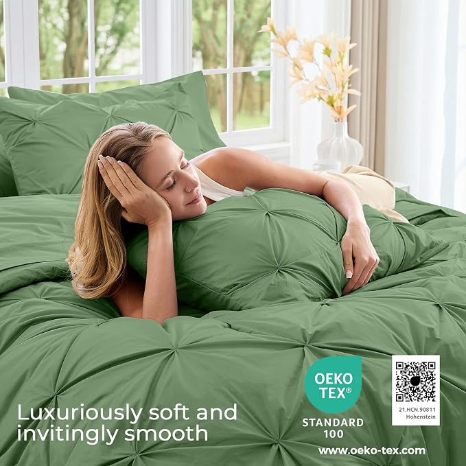 Sasttie Twin XL Comforter Set, 5-Piece Bed in a Bag, Pintuck Bedding Sets - Image 3