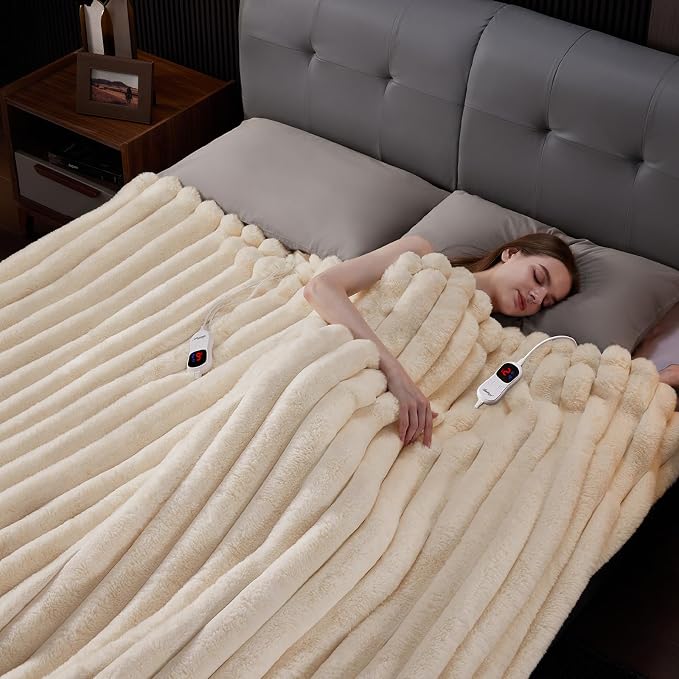 Heated Blanket King Size, Faux Fur Cozy Heating Blanket - Image 6