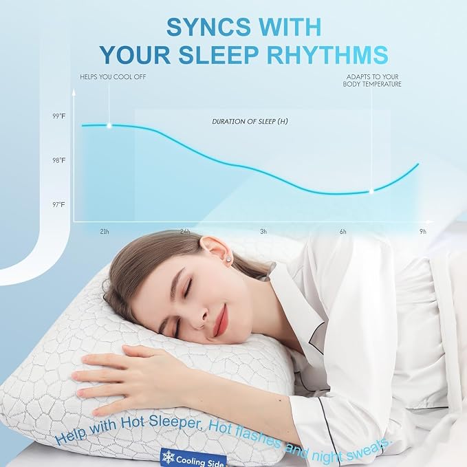 QUTOOL Cooling Pillow for Sleeping, CertiPUR-US Shredded Memory Foam Queen - Image 7