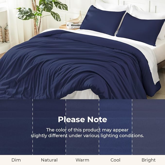 Litanika Comforters Navy Blue Oversized King Size, 3 Pieces Lightweight Solid - Image 8