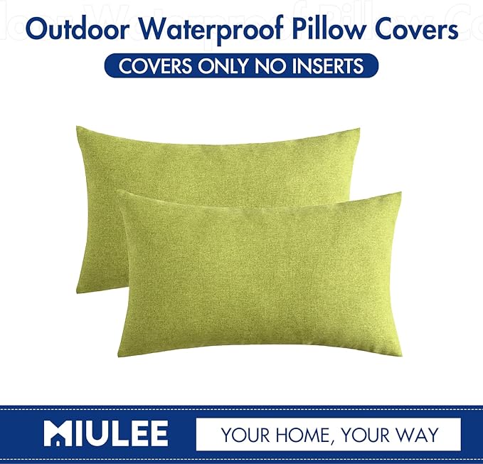 MIULEE Pack of 2 Decorative Outdoor Solid Waterproof Throw Pillow Covers Spring - Image 6