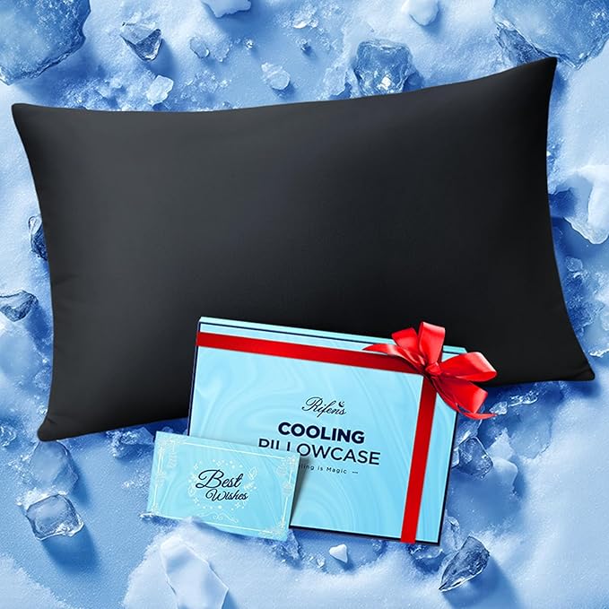Ice Cooling Pillowcase for Hot Sleepers – Instantly Cool, Stays Cold All Night by Rifens