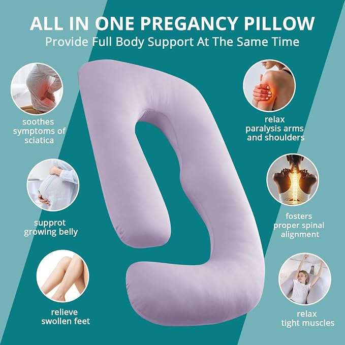 Sasttie Pregnancy Pillows for Sleeping, Jumbo U Shaped Cooling Full Body Pillow - Image 6