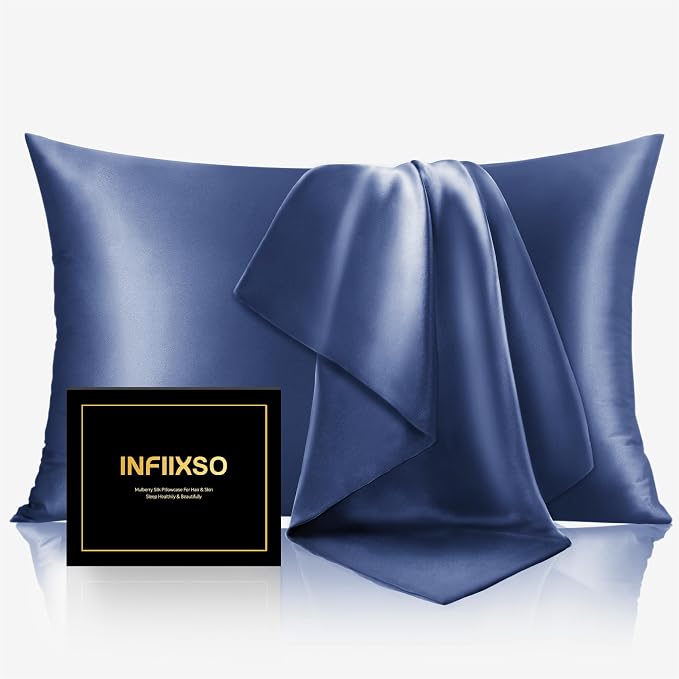 INFIIXSO Mulberry Silk Pillow Cases King Size Set of 2, Silk Pillowcase by INFIIXSO